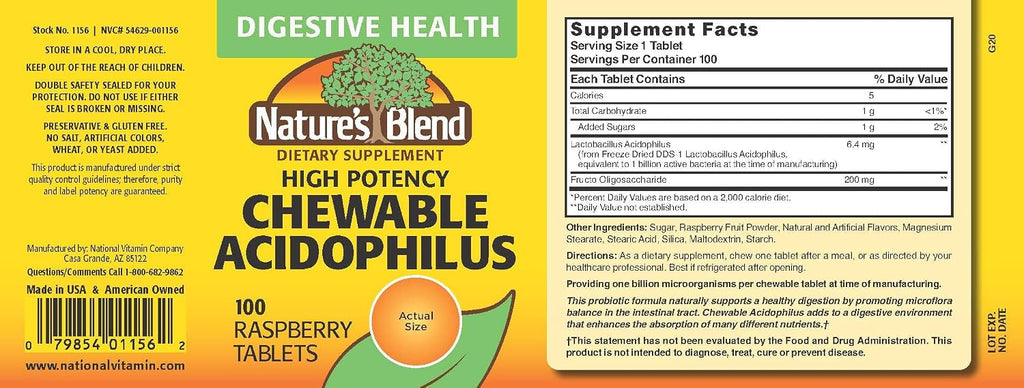 Suplemento Probiótico Acidophilus - 100 Cápsulas de Alta Potencia
