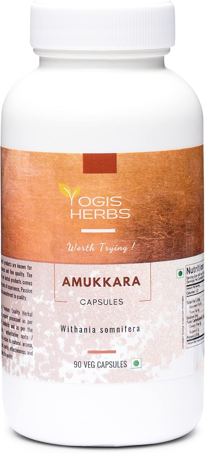 YOGIS HERBS Amukkara Cápsulas de Ashwagandha - Suplemento Herbal 90 Cápsulas Vegetales