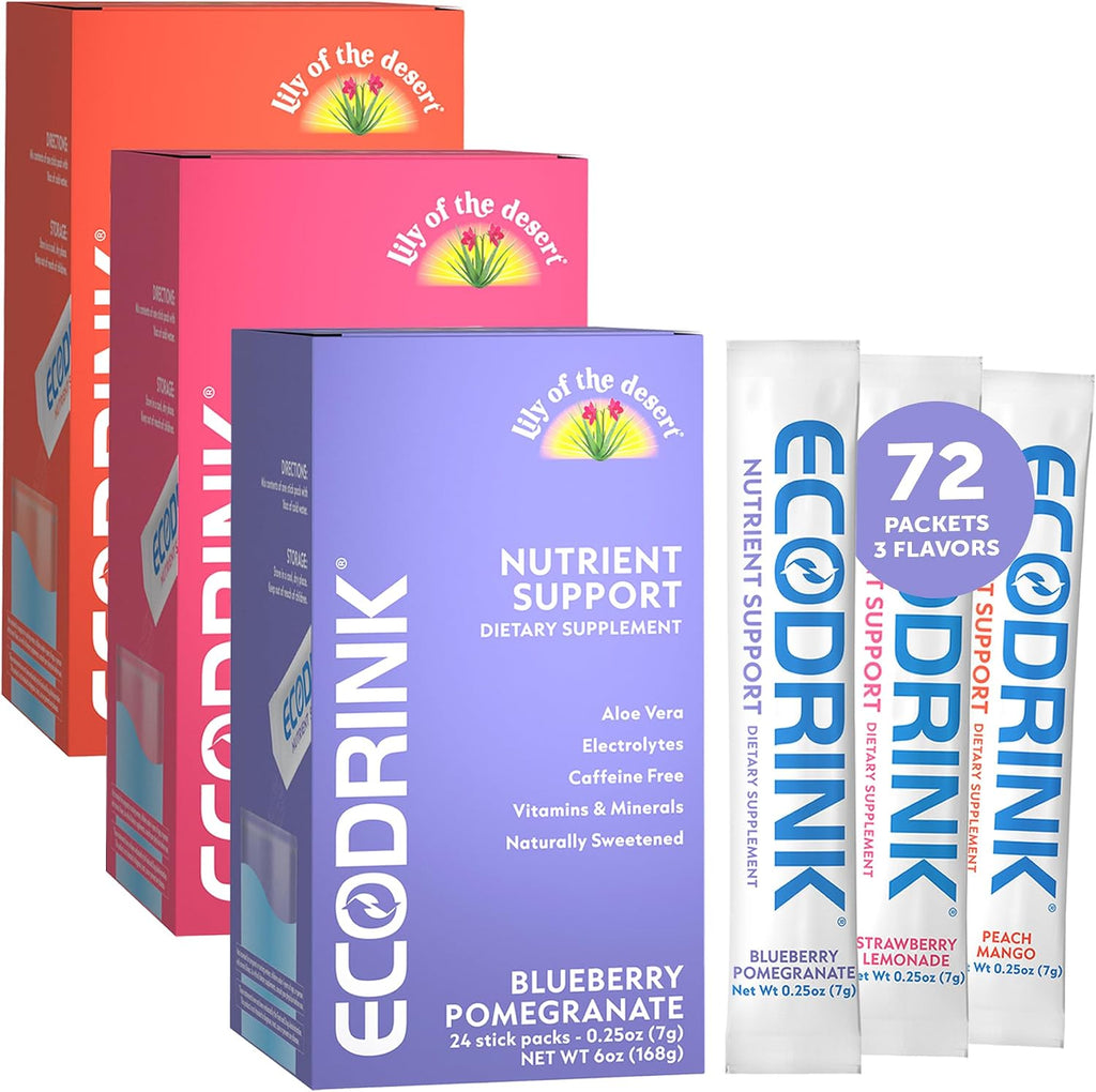 EcoDrink Multivitamínico con Aloe Vera y Electrolitos - 3 Sabores, 24 Sobres