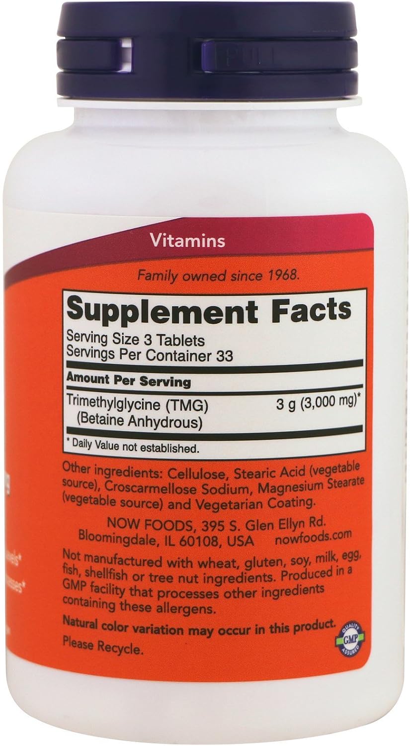NOW Foods TMG 1000 mg, 100 Comprimidos (Paquete de 2)