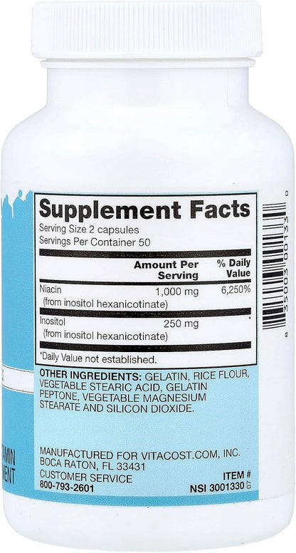 Vitacost Niacina No Flush, 100 Cápsulas (500 – Individuos activos: Deportistas o personas con alta actividad – Image 2