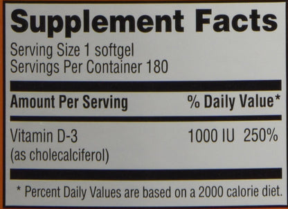 Trader Joe's Vitamina D-3 1000 IU, 180 – Mantenimiento de los huesos: Contribuye a conservar la densidad ósea y a – Image 3
