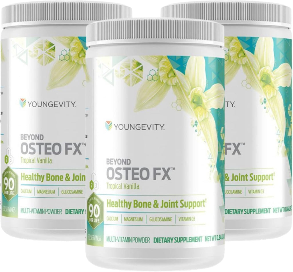 Youngevity Beyond Osteo FX - Vainilla Tropical | Polvo Multivitamínico para Huesos | 30 Porciones (3 Botes)