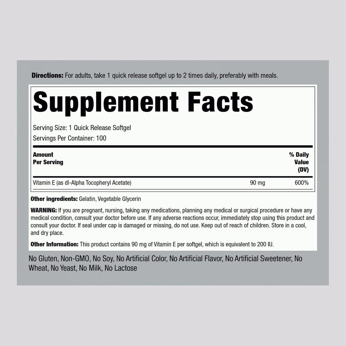 Piping Rock Vitamin E 200 IU | 90mg | 100 – Función inmunitaria: La vitamina E contribuye al funcionamiento normal – Image 2