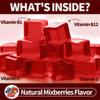 OALSE Gominolas de Tiamina Vitamina B1 - 500mg, Veganas, Sin Azúcar, Sabor a Bayas Mixtas, 60 Unidades