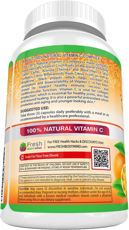 Fresh Healthcare Vitamina C 500mg Natural – 120 Cápsulas Veganas – Image 8