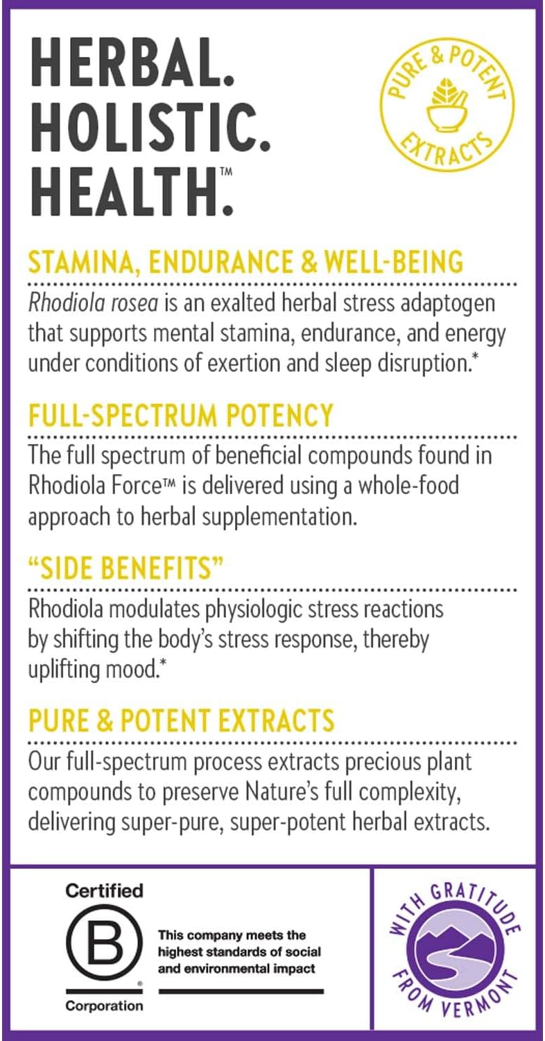 New Chapter Rhodiola Force 300 mg - Adaptogeno Vegano para el Estrés y la Concentración
