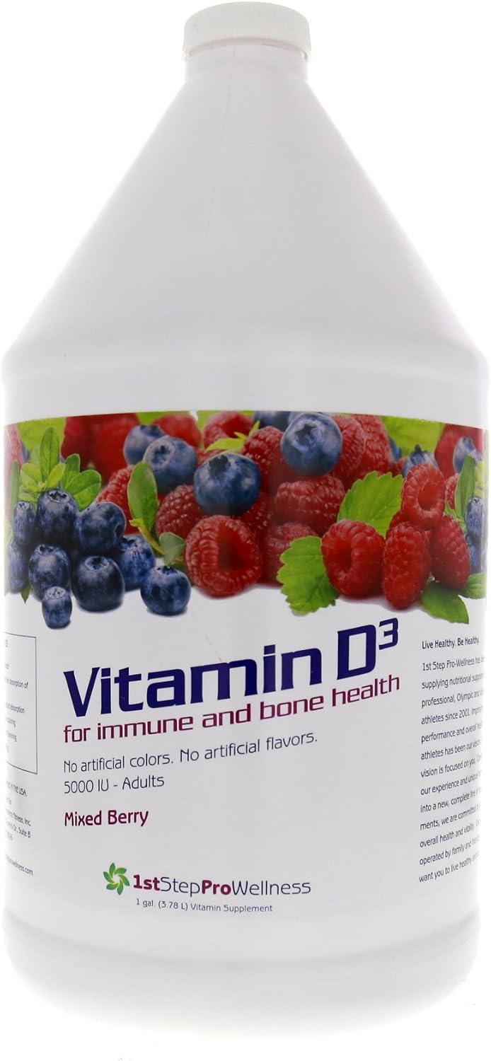 1st Step for Energy Vitamina D3 Líquida Sabor Frutos Rojos Mixtos, 1 Galón (3.78 L)