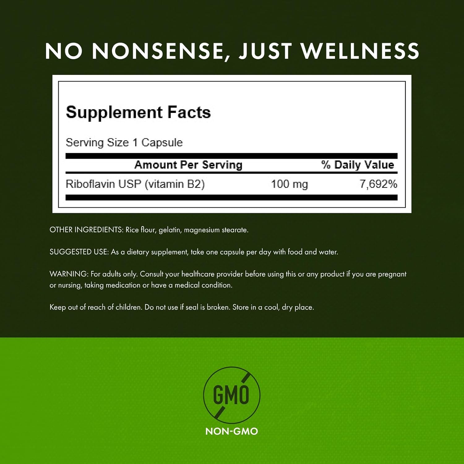 Swanson Vitamina B2 (Riboflavina) 100 mg - 100 Cápsulas