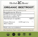 Herbal Roots Cápsulas de Remolacha Orgánica en Polvo (1.500 mg, 60 Cápsulas Veganas)