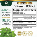 Nature's Peak Vitamina D3 K2 - 4000 UI D3 + K2 MK7 - 240 Cápsulas Blandas