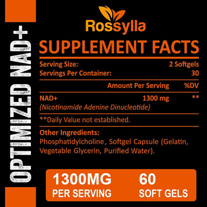 Rossylla NAD+ Liposomal 1300 mg – 60 Cápsulas – Image 2