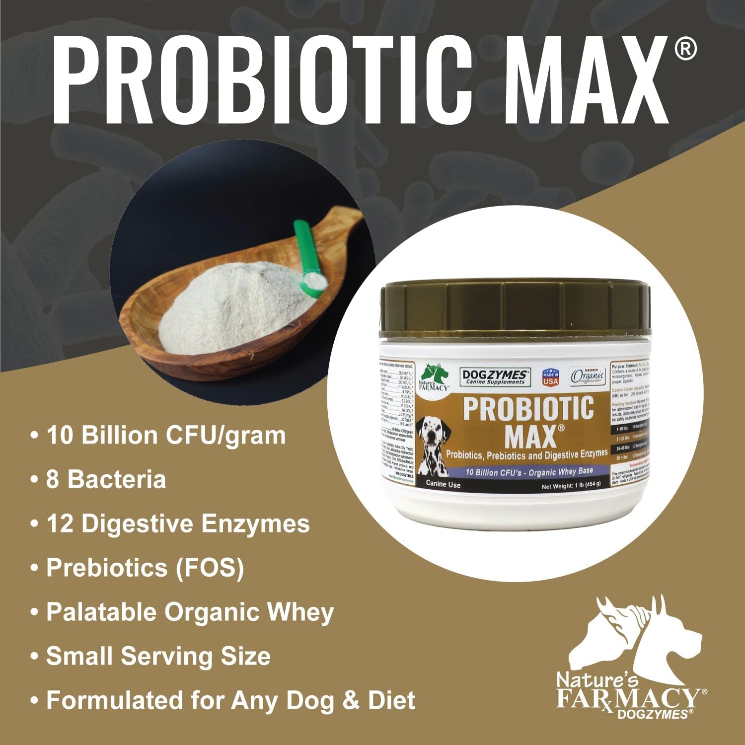 Dogzymes Probiotic Max - Probióticos y Enzimas Digestivas para Perros (900 g)