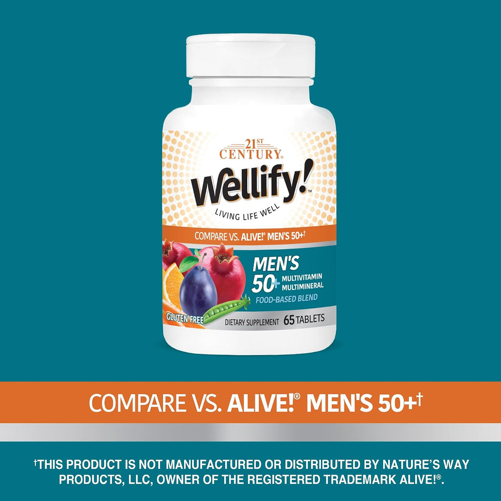 21st Century Wellify Multivitamínico para Hombres 50+ con Minerales, 65 Comprimidos