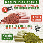 TM NATURALS Fruit and Veggies Supplement - Super Frutas y Verduras, 180 Cápsulas (Pack de 4)