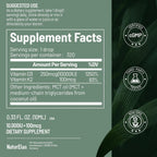 Gotas Orgánicas de Vitamina D3 y K2 con Aceite MCT, 10.000 UI + 100 mcg (MK-7), 320 Dosis