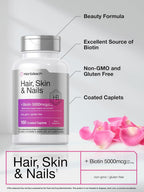 Horbäach Hair Skin & Nails Vitamin Supplement | 150 Coated Caplets | Formula with Biotin and Collagen | Non-GMO & Gluten Free