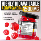 Ashwagandha Gummies para Hombres y Mujeres, Extracto Natural de Raíz de Ashwagandha 1500mg, 60 Gominolas