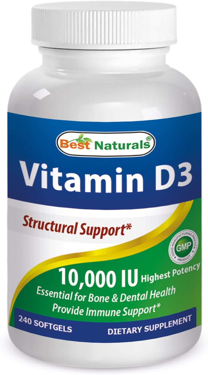 Best Naturals Vitamin D3 10000 IU Softgel, 240 Count