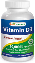 Best Naturals Vitamin D3 10000 IU Softgel, 240 Count