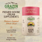 GRAZIN HEALTH Cápsulas de Riñón Bovino 3000mg | Suplemento de Órganos de Pastoreo