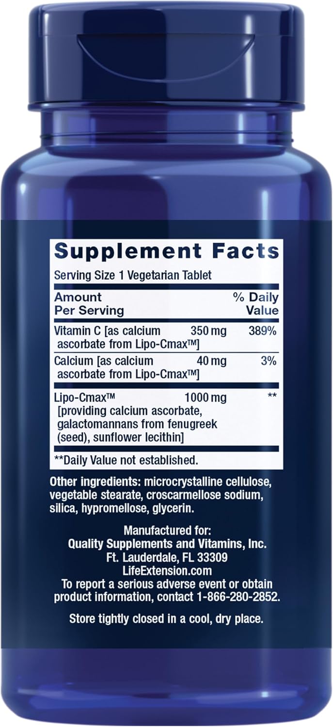 Life Extension Vitamina C 24 Horas Fórmula Liposomal Hydrogel - 60 Comprimidos