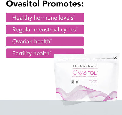 Theralogix Ovasitol Inositol Powder Packets - 90-Day Supply - Myo-Inositol & D-Chiro Inositol - NSF Certified - 180 Packets – Image 3