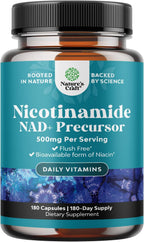 Vitamina B3 Niacinamida 500 mg Cápsulas - Sin Enrojecimiento - 60 Cápsulas