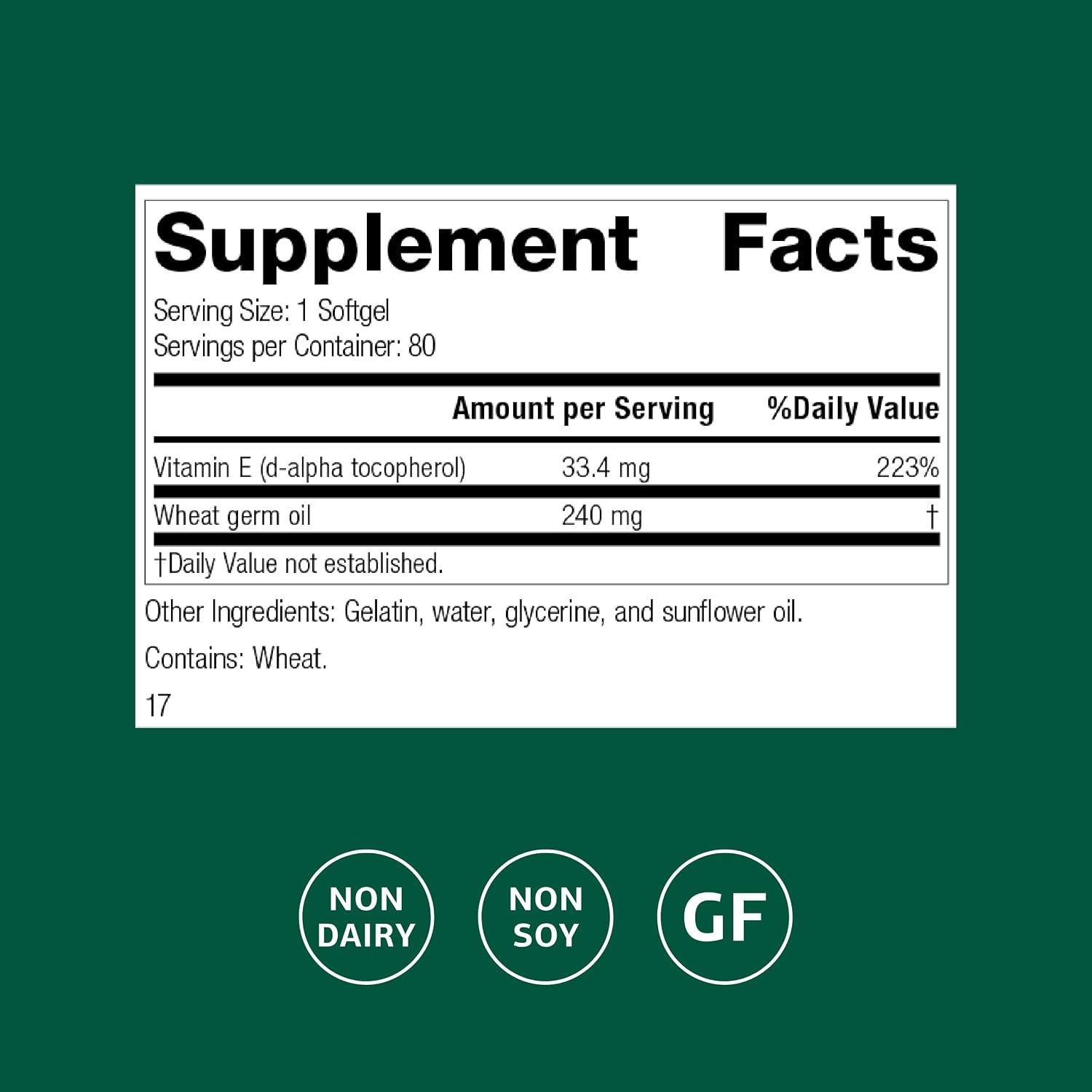 Standard Process Aceite de Germen de Trigo Fortificado - Vitamina E Natural 33.4 mg - 80 Cápsulas