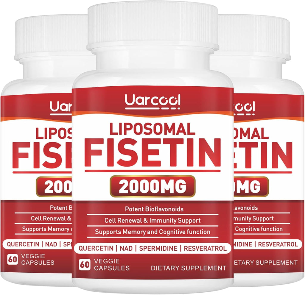 Uarcool Suplemento de Fisetina 2000mg, 3 Botellas (180 Cápsulas)