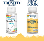 SOLARAY Vitamin B6 100mg - Pyridoxine HCl - Sustained Release - Vegan - 60 Capsules