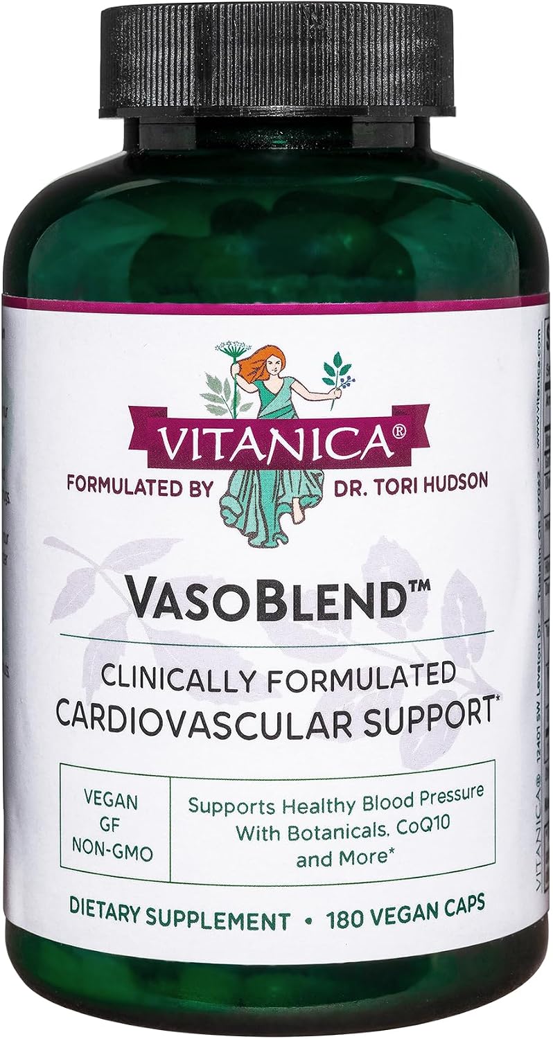 Vitanica VasoBlend, Apoyo Cardiovascular, Vegano, 180 Cápsulas