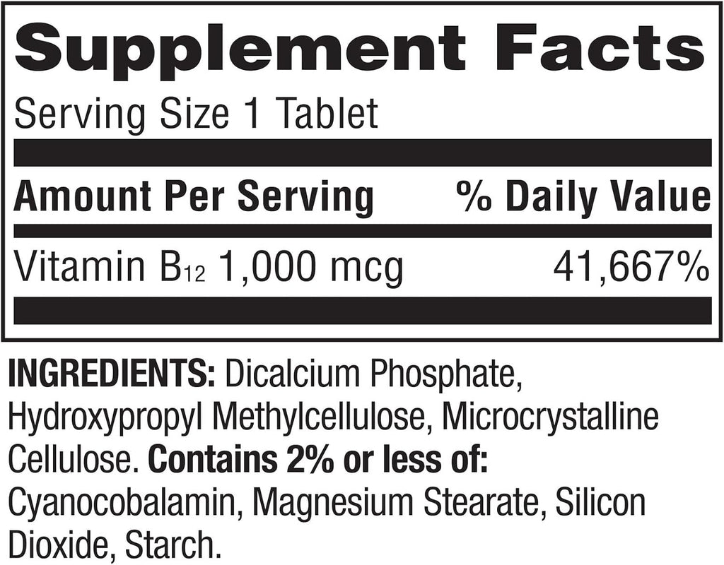 Spring Valley Vitamina B12 1000 mcg Liberación Prolongada - 60 Comprimidos
