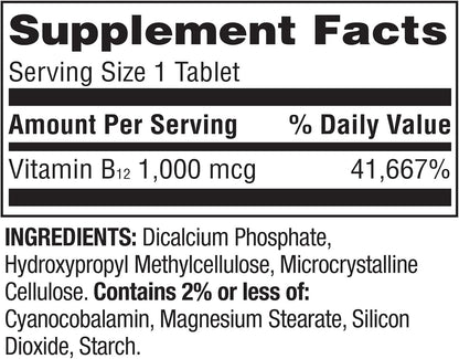 Spring Valley Vitamina B12 1000 mcg – Apoya el metabolismo energético normal. Ayuda a transformar los nutrientes – Image 3