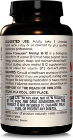 Jarrow Formulas Vitamina B12 5000 mcg - Metilcobalamina Activa, 90 Comprimidos Masticables Sabor Cereza