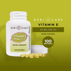 GeriCare High-Potency Vitamin E Capsules – 100 IU for Skin & Immune Support, 45mg | 100 Count | Organic Vitamin E for Women and Men