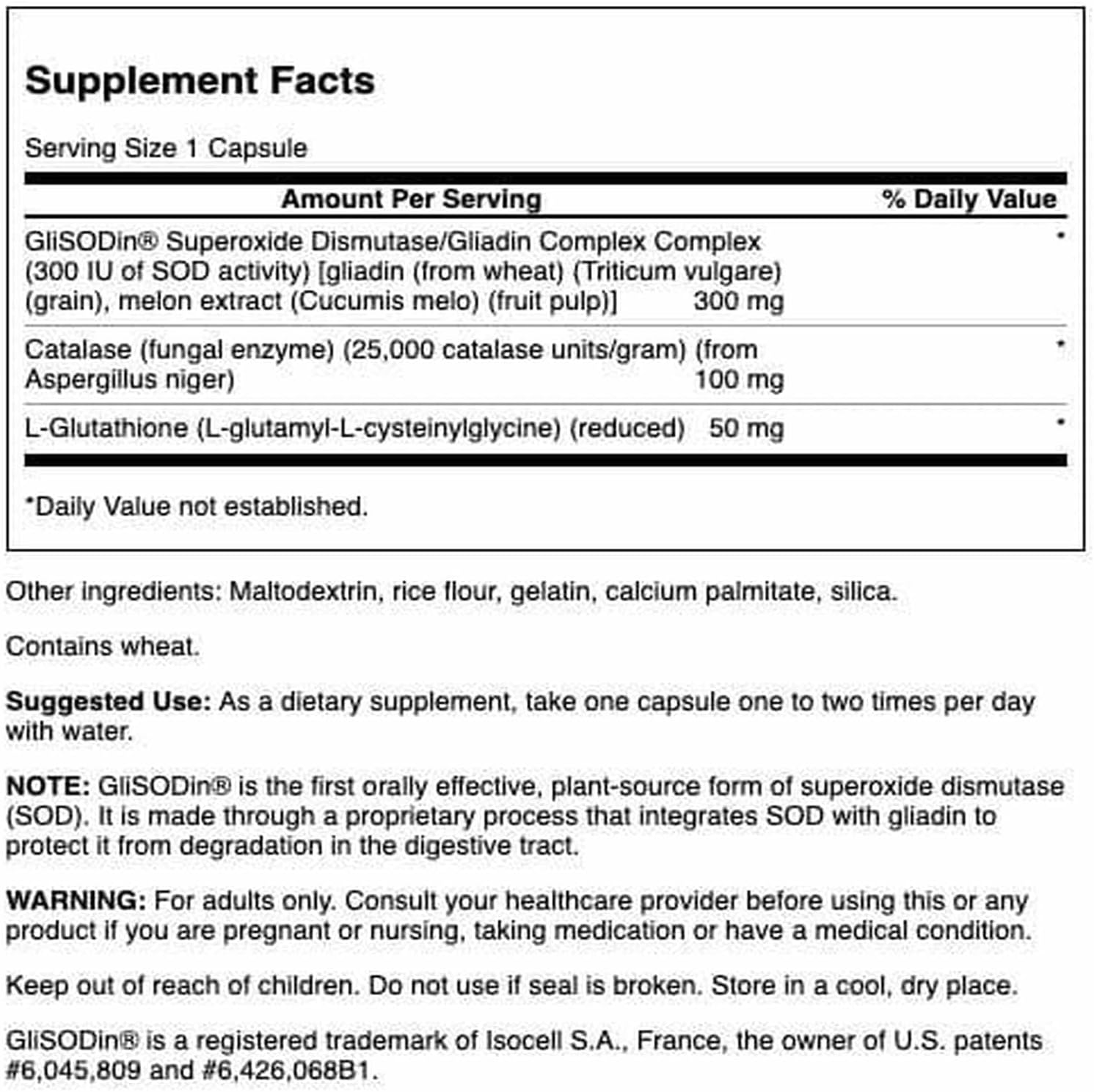 Swanson SOD Gliadin Complex - Glisodin 60 Cápsulas