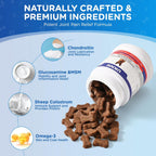 Glucosamina para Perros, Suplemento Articular con MSM y Cáñamo, 100 Snacks sabor Pollo