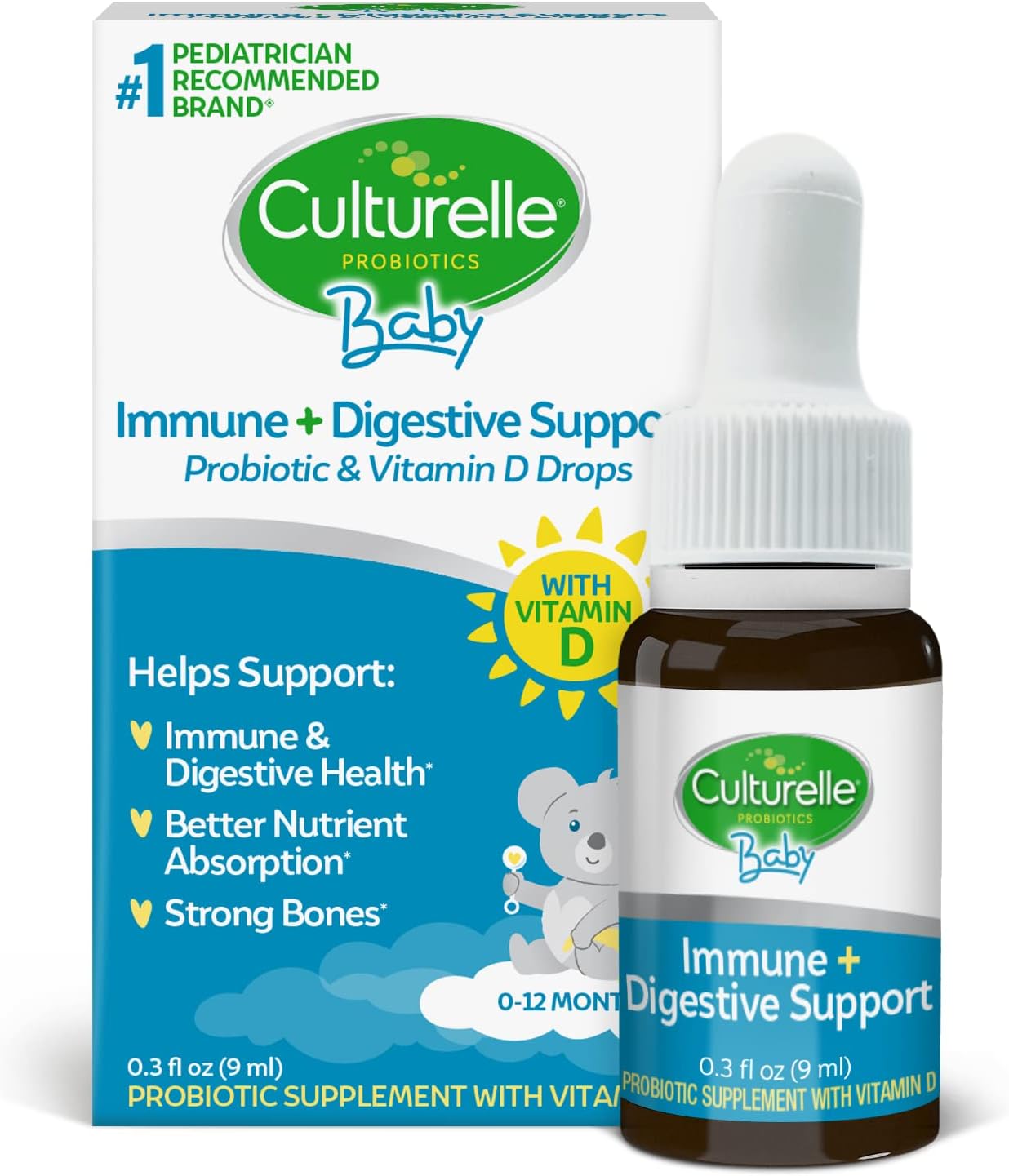 Culturelle Baby Probióticos + Vitamina D Gotas, 30 días, 9 ml