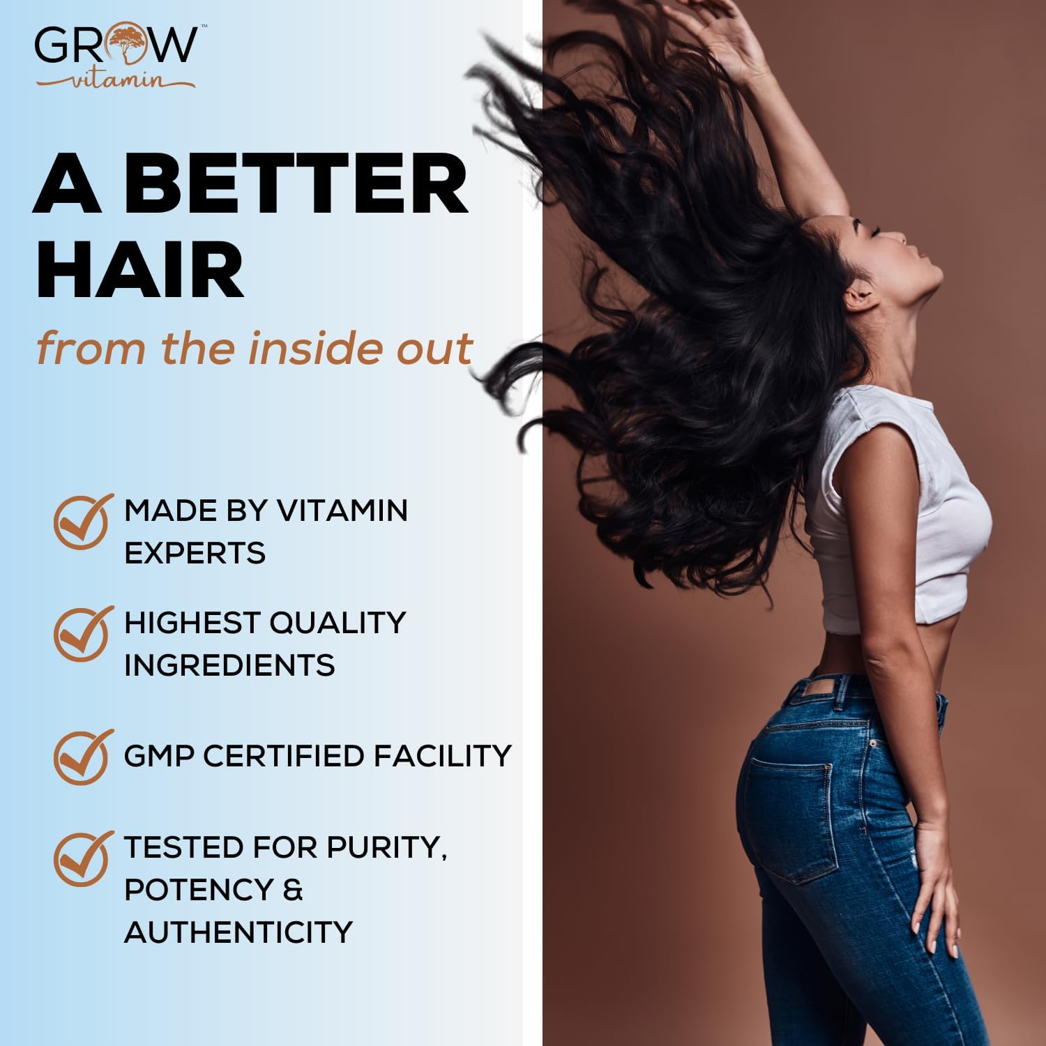 Grow Vitamin All in One Hair Formula - Fórmula capilar avanzada con biotina, saw palmetto y minerales - 90 cápsulas