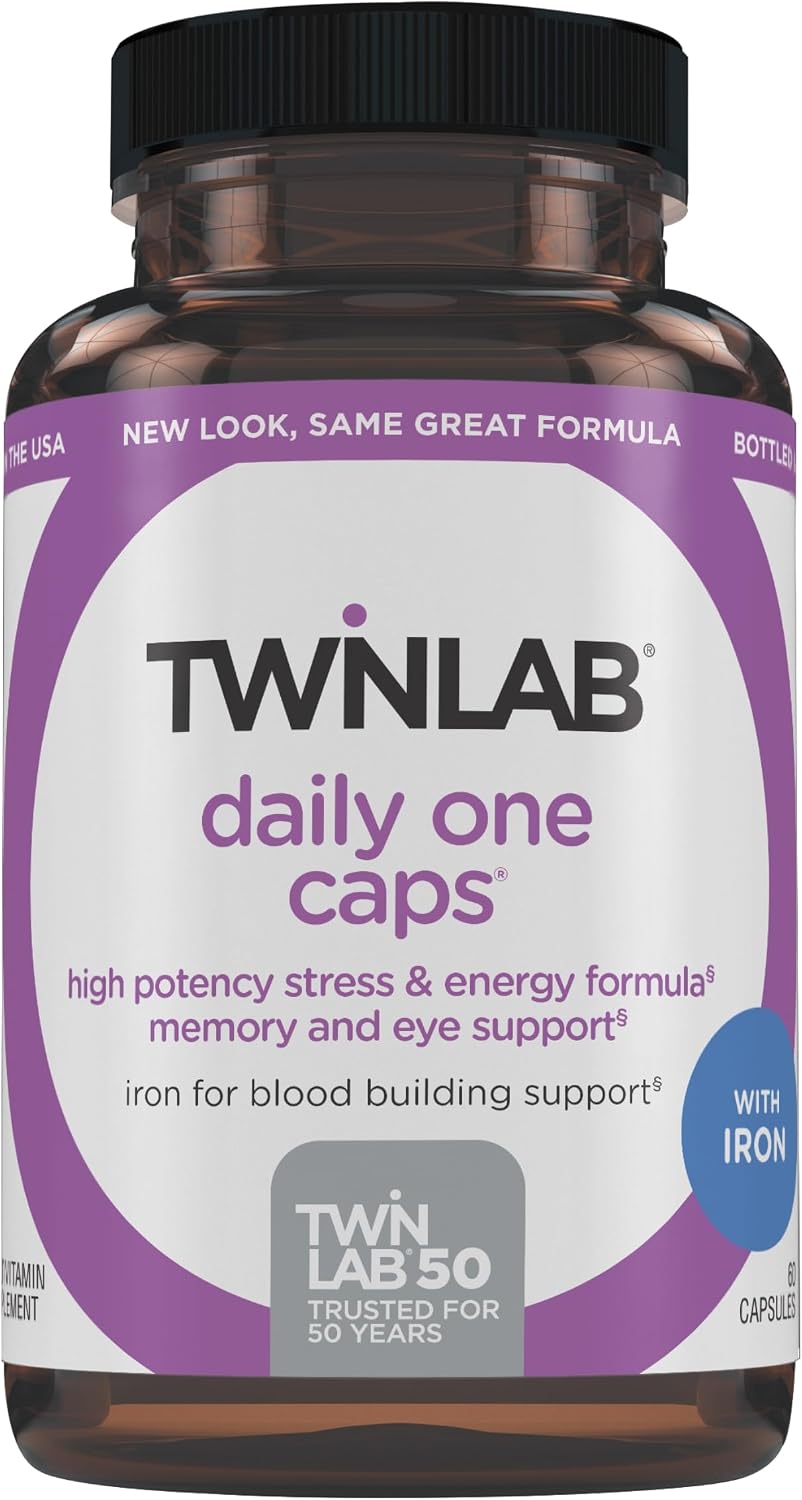 Twinlab Daily One Caps with Iron - Multivitamin for Men and Women - 60 Capsules