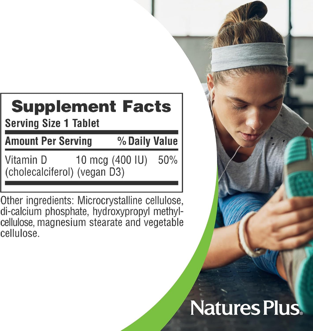 NaturesPlus Vitamina D3 400 UI - 90 Comprimidos Dispersables - Apoyo Óseo e Inmunitario