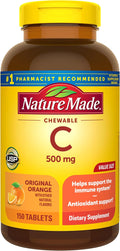 Nature Made Vitamin C 500 mg Chewable Tablets, Orange Flavor, 150 Count