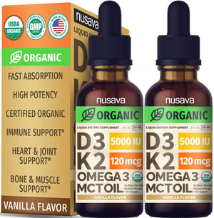 Gotas Orgánicas de Vitamina D3 K2 con Omega – La vitamina D contribuye a la absorción y utilización normal del – Image 1