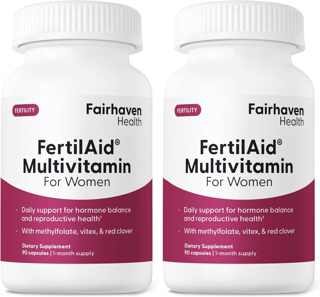 Fairhaven Health FertilAid para Mujer – Vitaminas Prenatales y Suplemento de Fertilidad con Vitex y Folato – Apoya la Regularidad del Ciclo y la Ovulación* – 90 Cápsulas