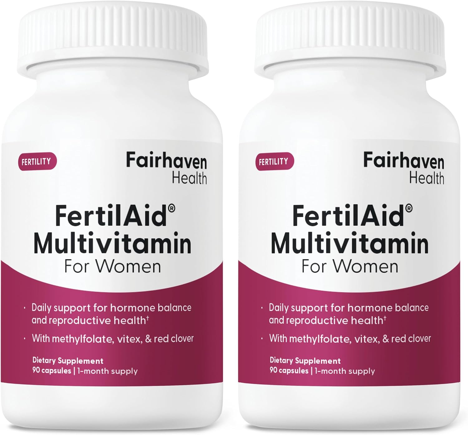 Fairhaven Health FertilAid para Mujer – Vitaminas Prenatales y Suplemento de Fertilidad con Vitex y Folato – Apoya la Regularidad del Ciclo y la Ovulación* – 90 Cápsulas