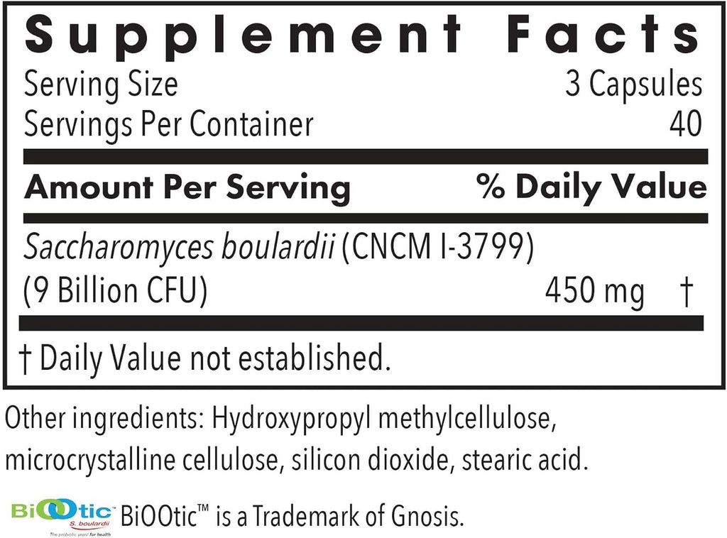 ARG Essential-Biotic Saccharomyces Boulardii - 9 mil millones de UFC - Levadura probiótica - 120 cápsulas