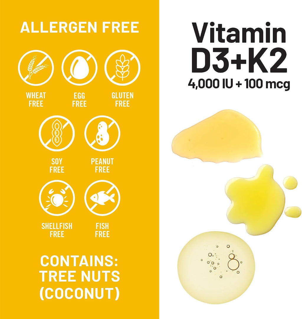 NatureWise Vitamina D3 4000IU + K2 (MK7) 100mcg con Aceite de Coco Virgen Extra Orgánico - 30 Cápsulas Blandas