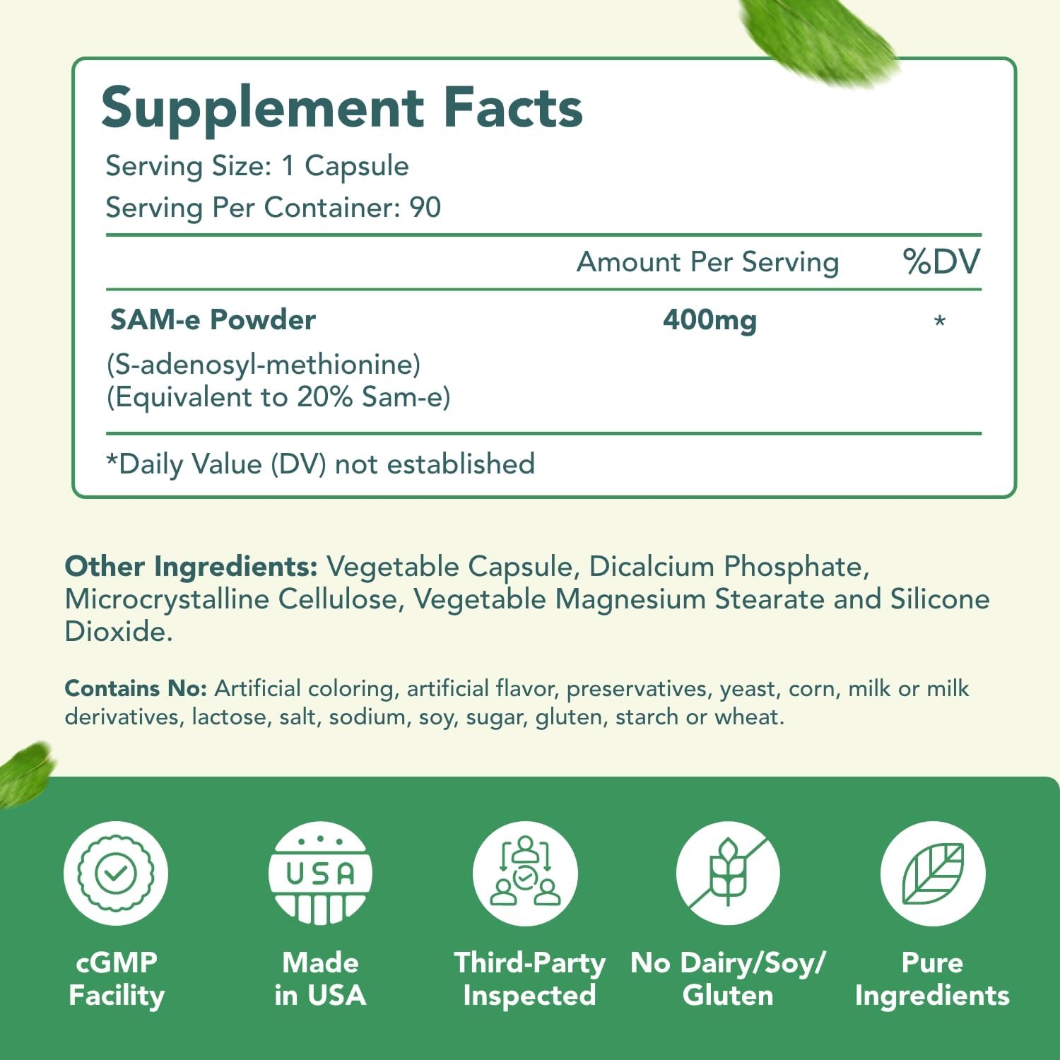 HealthyWayRx SAM-e 400 mg Cápsulas - S-Adenosilmetionina de Fácil Absorción (90 Cápsulas)