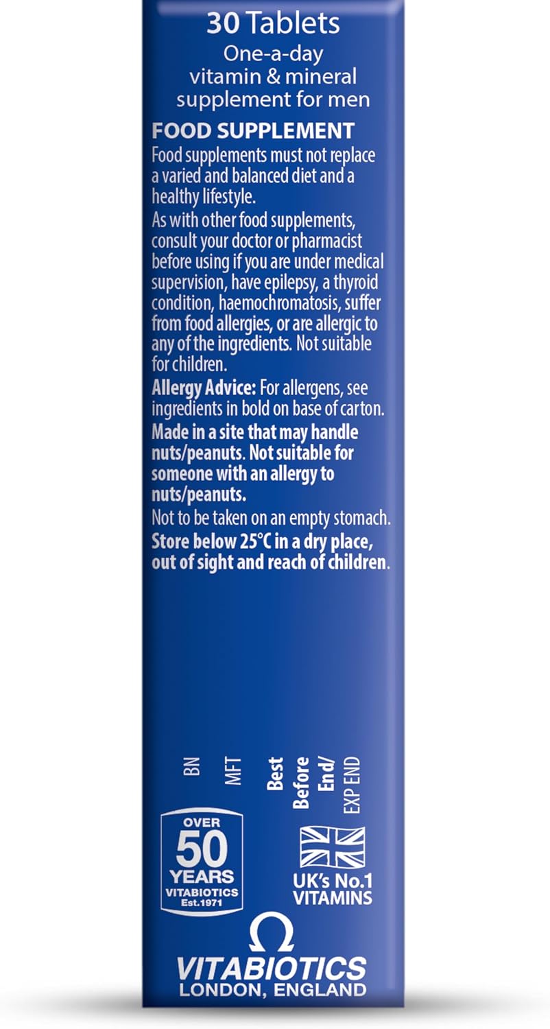 Vitabiotics Wellman - Multivitamínico para Hombres, 30 Comprimidos